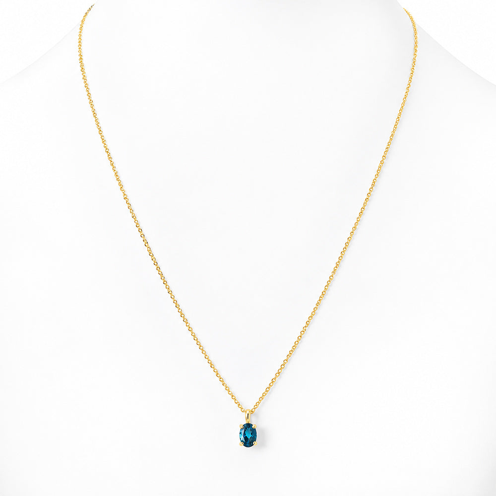 Luna, Oval cut London Blue Topaz Pendant - 7x5mm - Victoria's Jewellery