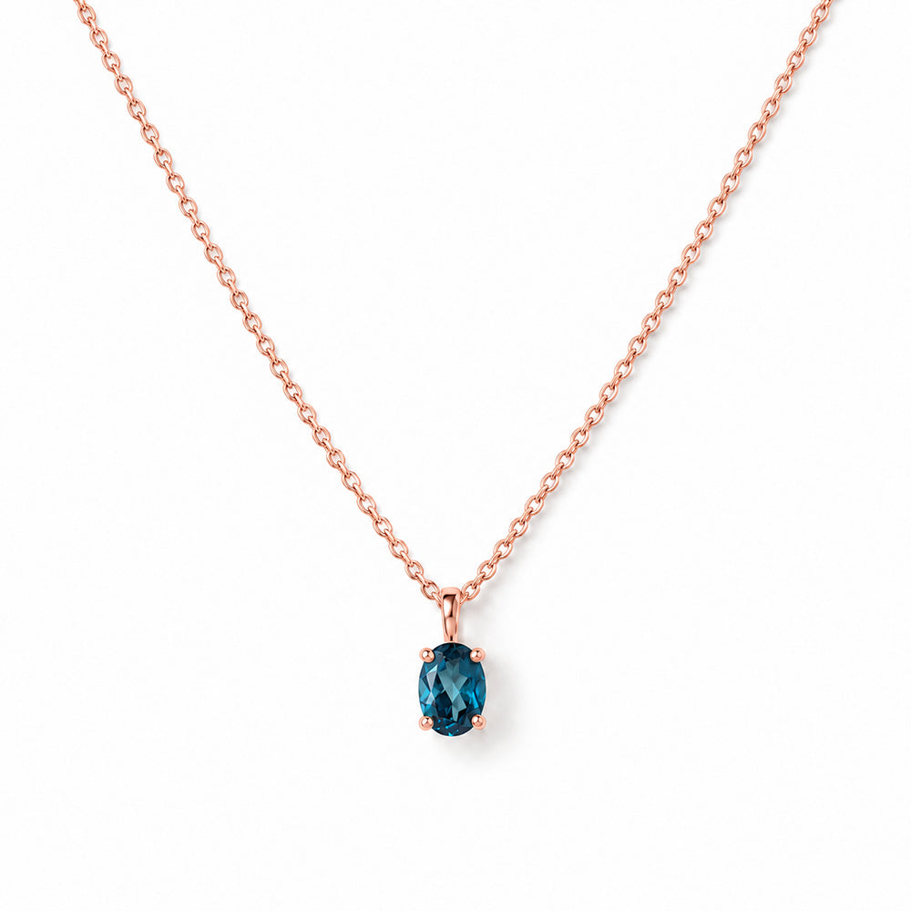 Luna, Oval cut London Blue Topaz Pendant - 7x5mm - Victoria's Jewellery