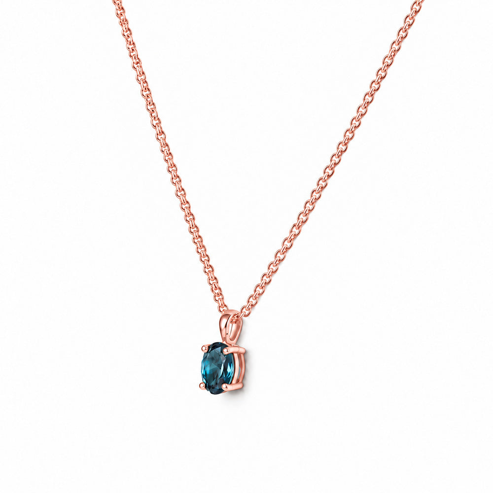 Luna, Oval cut London Blue Topaz Pendant - 7x5mm - Victoria's Jewellery