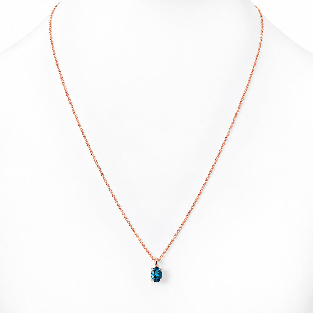 Luna, Oval cut London Blue Topaz Pendant - 7x5mm - Victoria's Jewellery