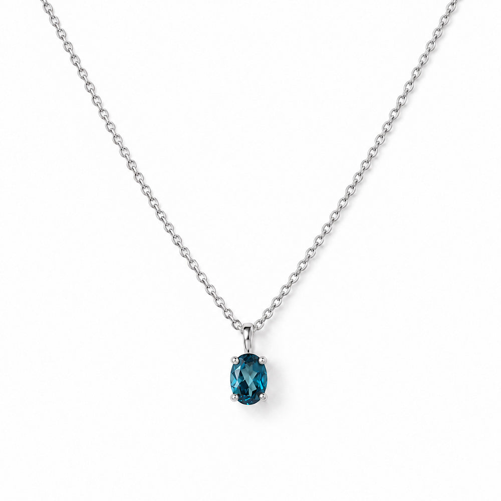 Luna, Oval cut London Blue Topaz Pendant - 7x5mm - Victoria's Jewellery