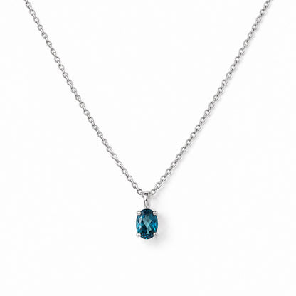 Luna, Oval cut London Blue Topaz Pendant - 7x5mm - Victoria's Jewellery