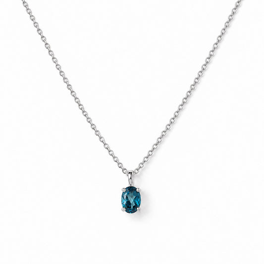 Luna, Oval cut London Blue Topaz Pendant - 7x5mm