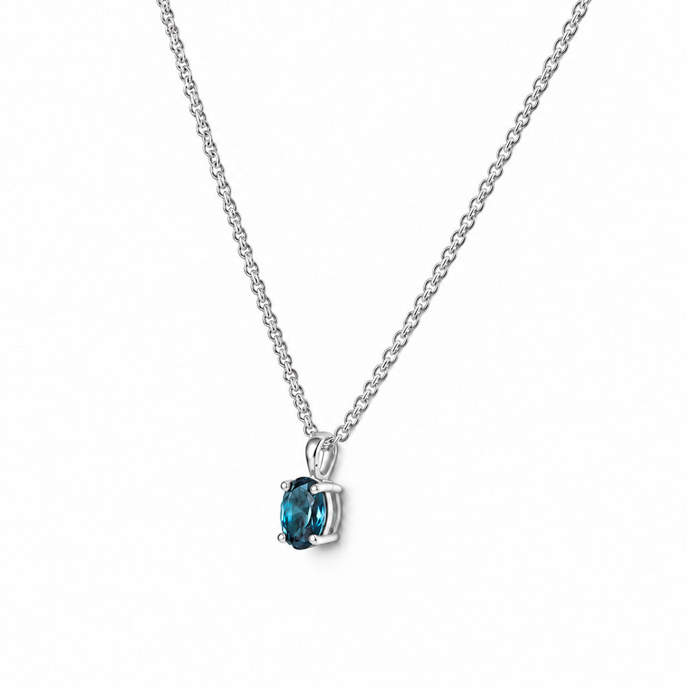 Luna, Oval cut London Blue Topaz Pendant - 7x5mm - Victoria's Jewellery