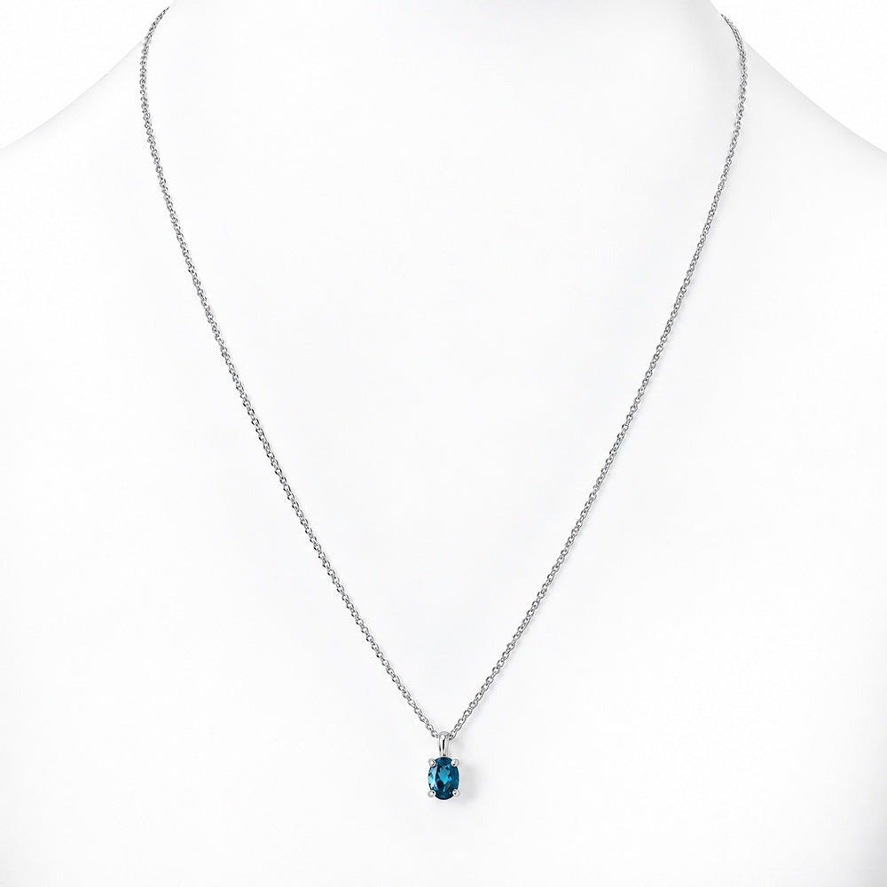 Luna, Oval cut London Blue Topaz Pendant - 7x5mm - Victoria's Jewellery