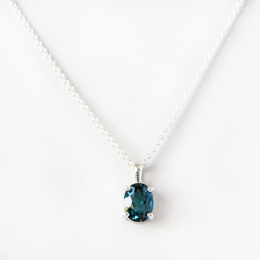 Luna, an Oval cut London Blue Topaz Necklace - 8x6mm