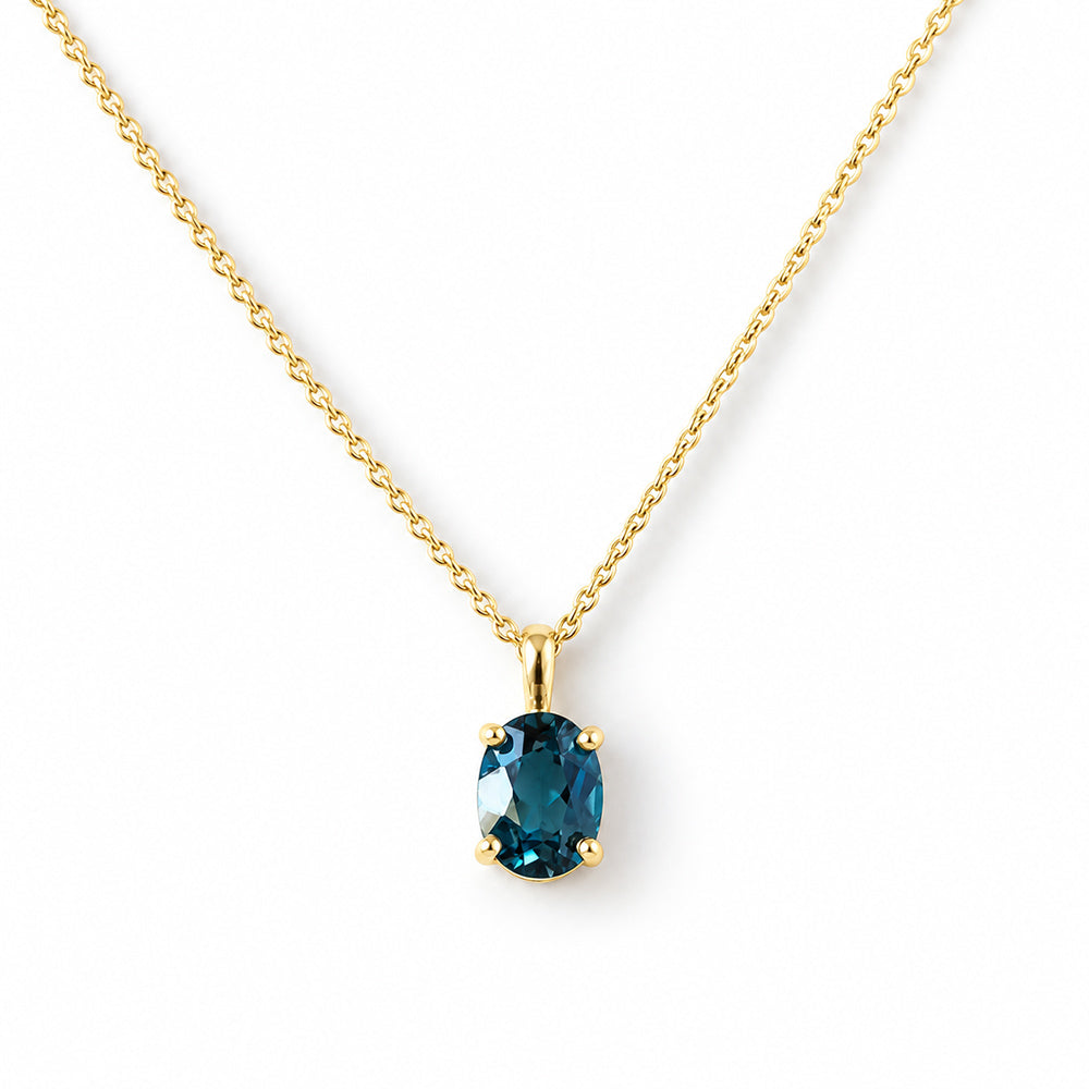Luna, Oval cut London Blue Topaz Pendant - 8x6mm