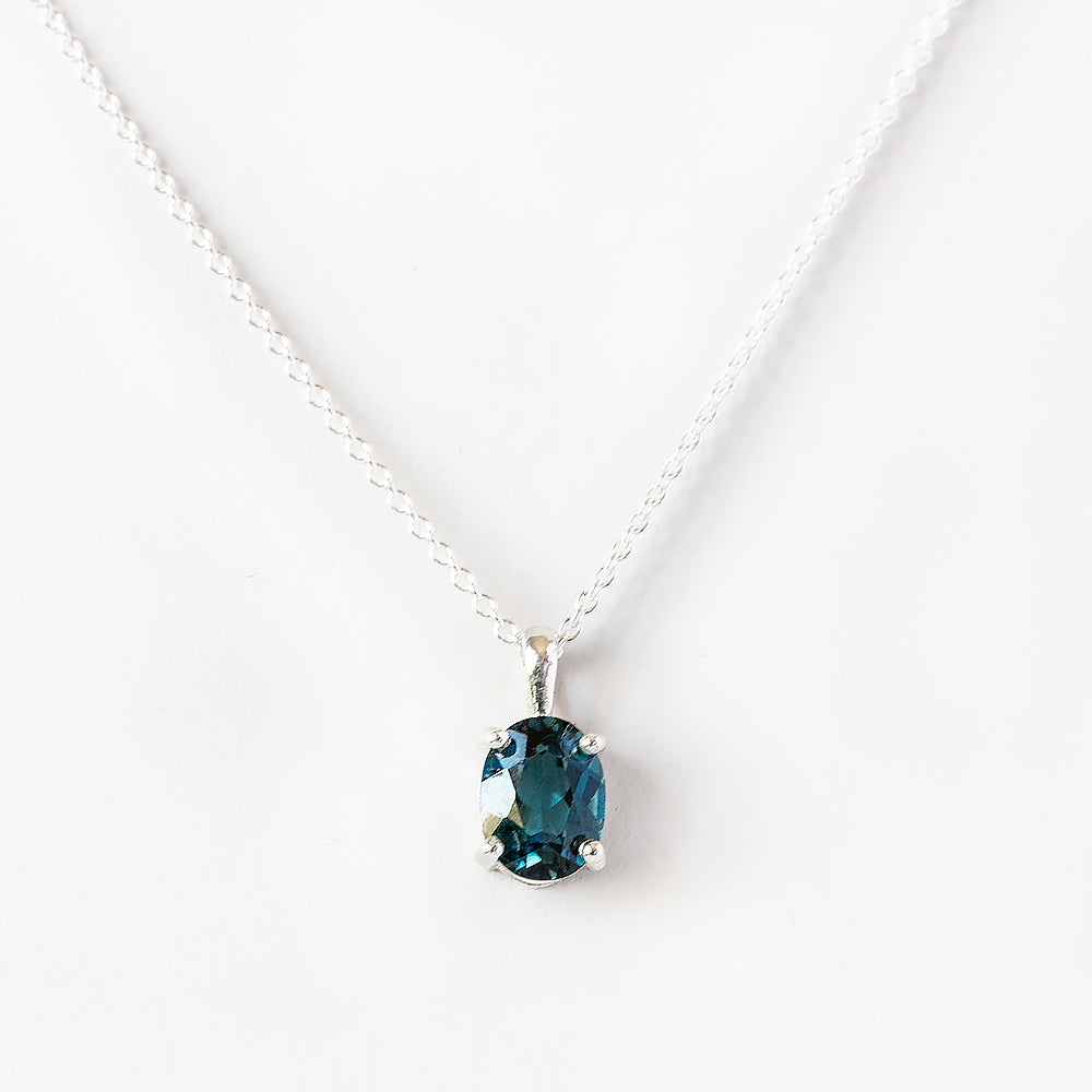 Oval cut London Blue Topaz Solitaire Necklace - Victoria's Jewellery