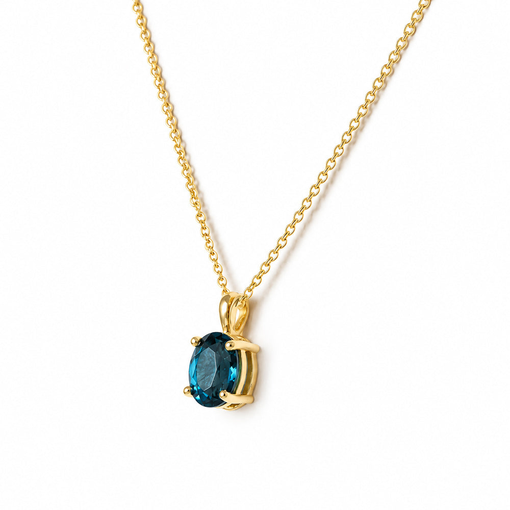 Luna, Oval cut London Blue Topaz Pendant - 8x6mm