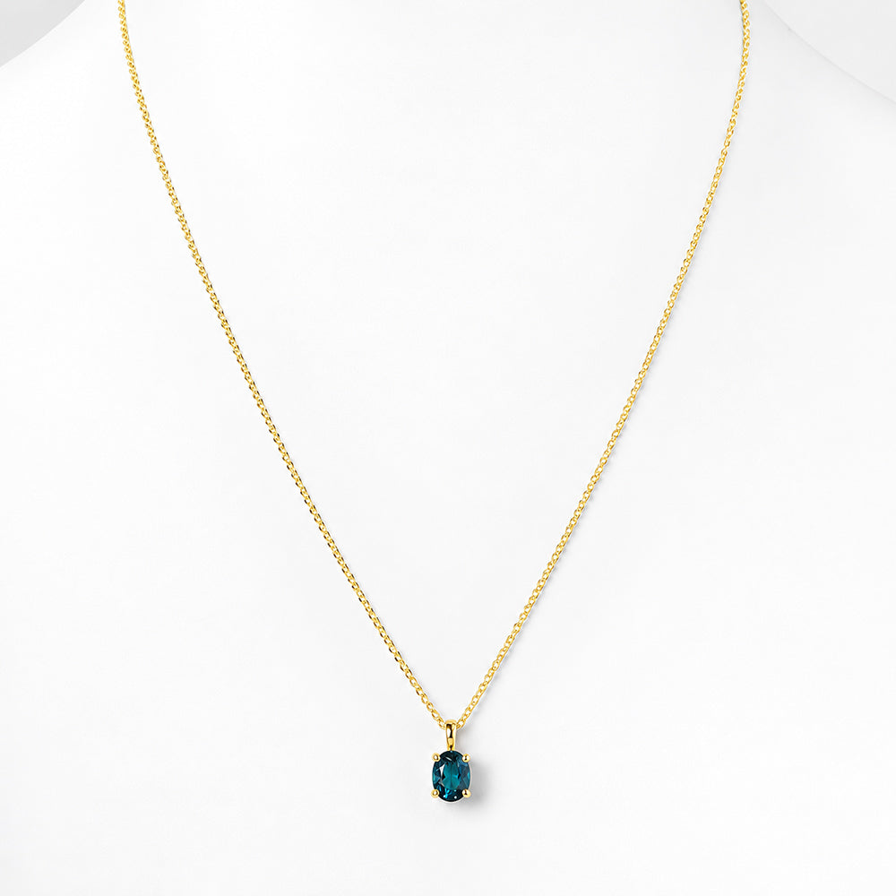 Luna, Oval cut London Blue Topaz Pendant - 8x6mm