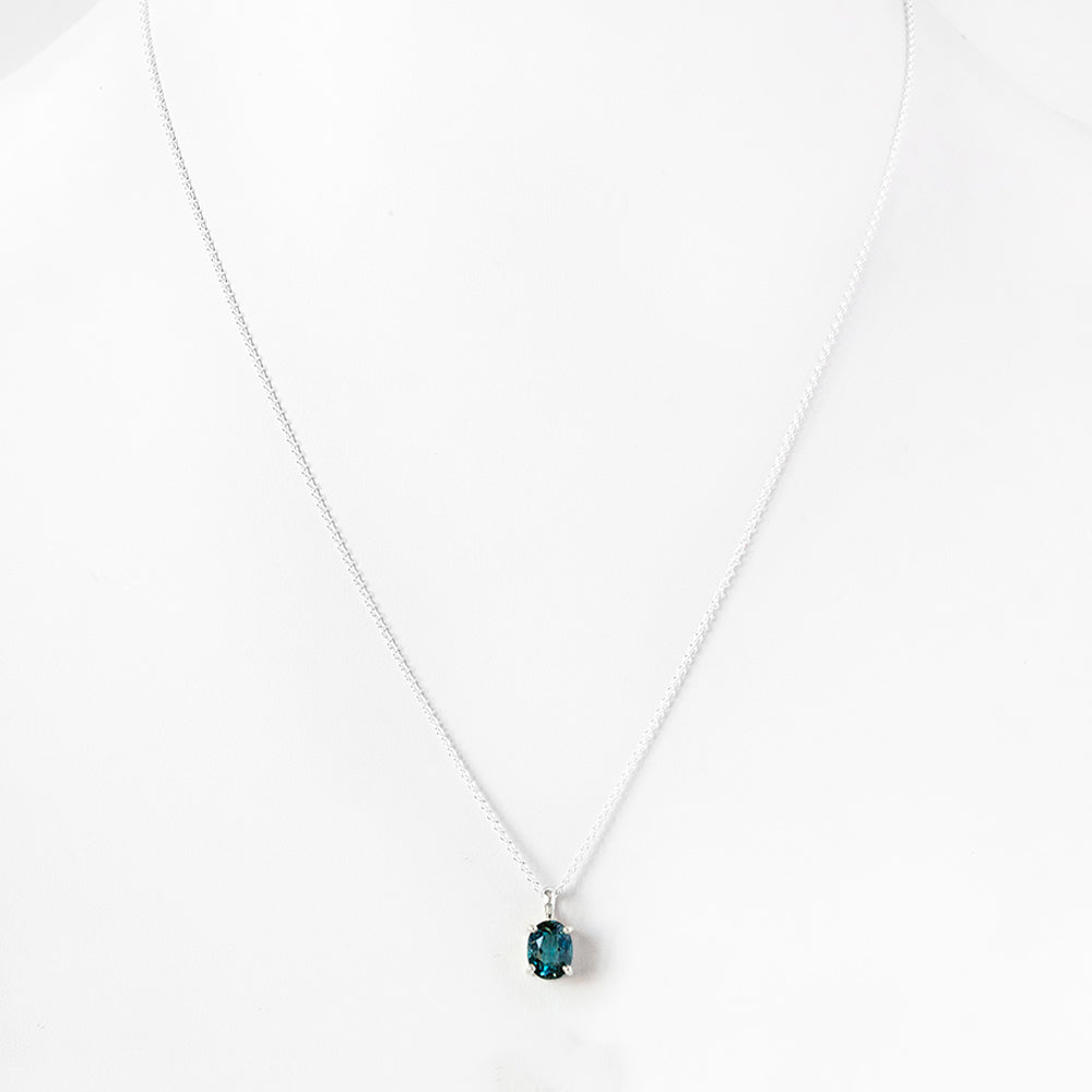 Oval cut London Blue Topaz Solitaire Necklace - Victoria's Jewellery