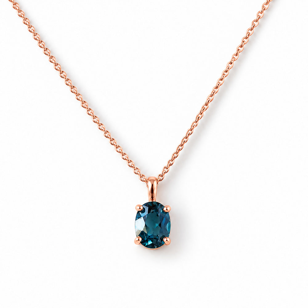 Luna, Oval cut London Blue Topaz Pendant - 8x6mm