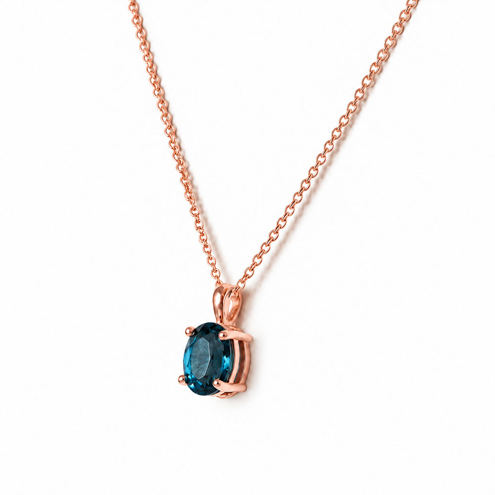 Luna, Oval cut London Blue Topaz Pendant - 8x6mm