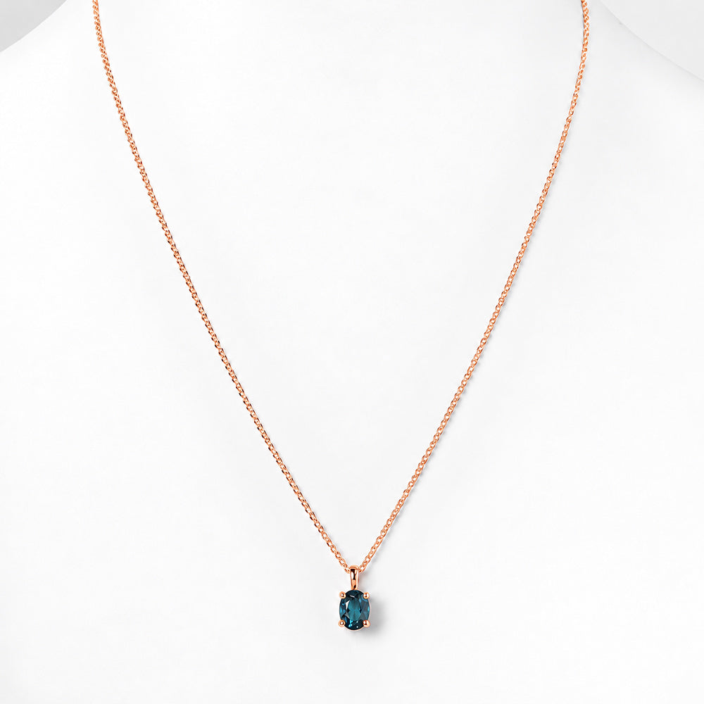 Luna, Oval cut London Blue Topaz Pendant - 8x6mm