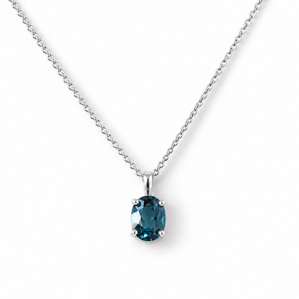 Luna, Oval cut London Blue Topaz Pendant - 8x6mm
