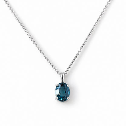 Luna, Oval cut London Blue Topaz Pendant - 8x6mm