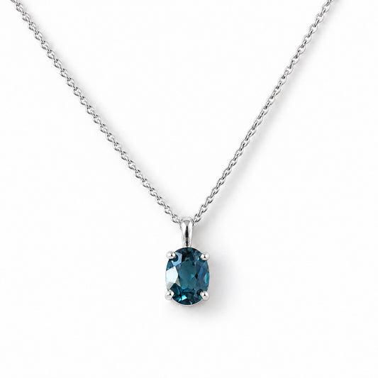 Luna, Oval cut London Blue Topaz Pendant - 8x6mm