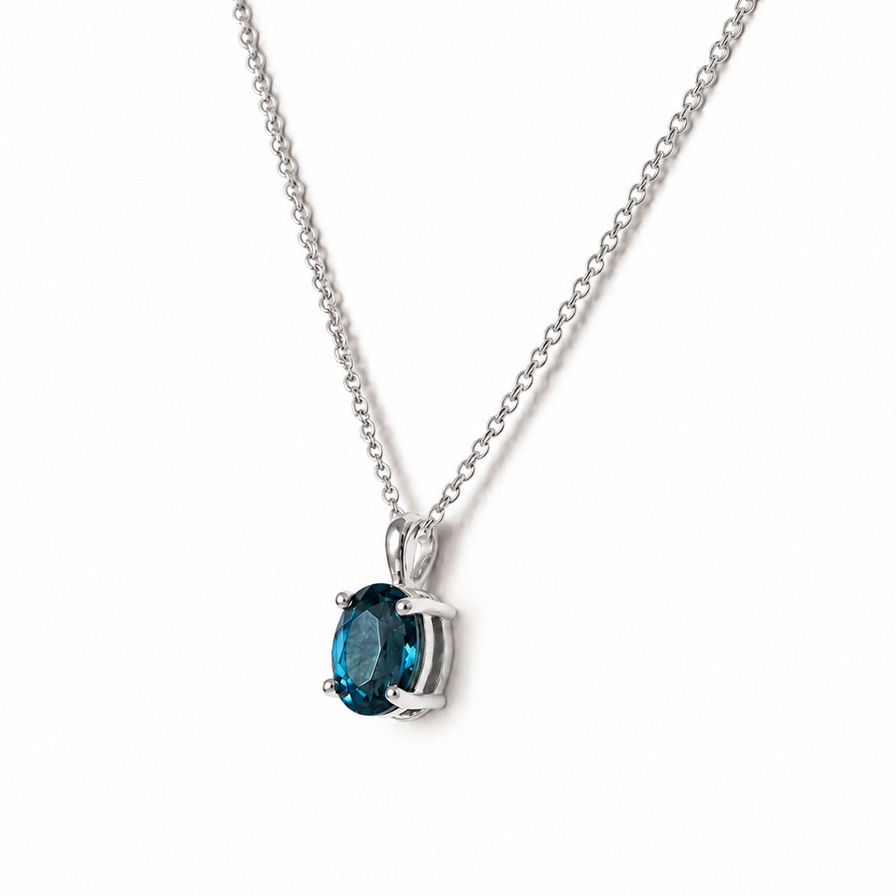 Luna, Oval cut London Blue Topaz Pendant - 8x6mm