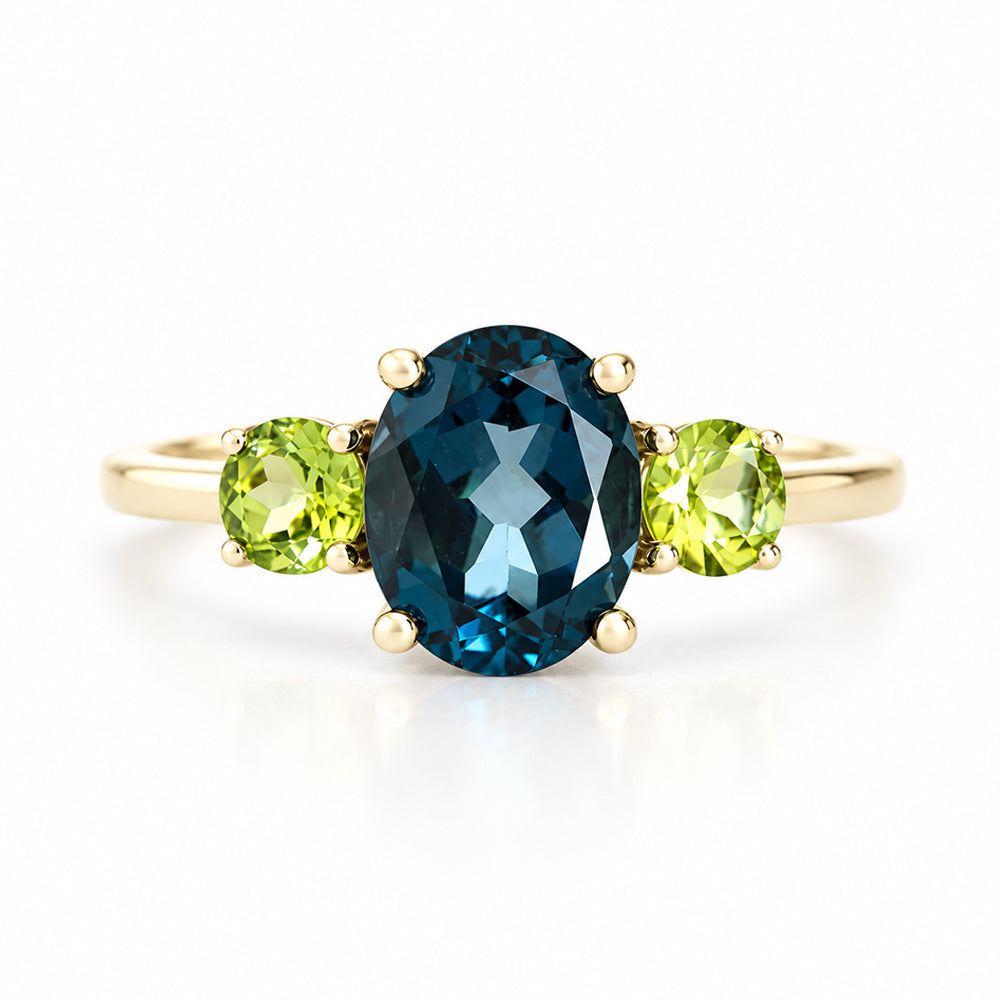 Hallie, London Blue Topaz and Peridot Ring - Victoria's Jewellery