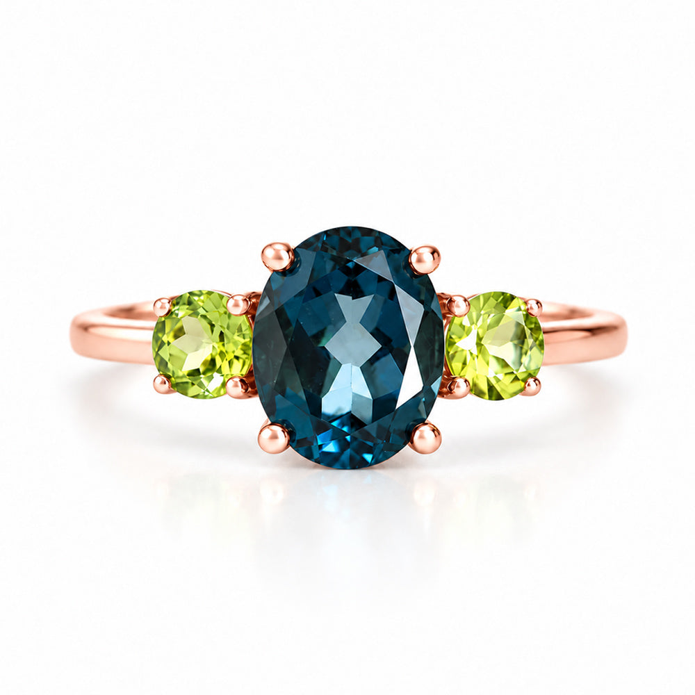 Hallie, London Blue Topaz and Peridot Ring - Victoria's Jewellery