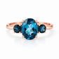 Hallie, London Blue Topaz Oval Trilogy Ring - Victoria's Jewellery