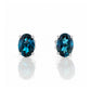 Luna, Oval cut London Blue Topaz Stud Earring - 7x5mm - Victoria's Jewellery