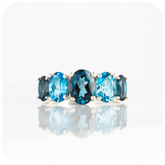 The London and Swiss Blue Topaz Queen Ring
