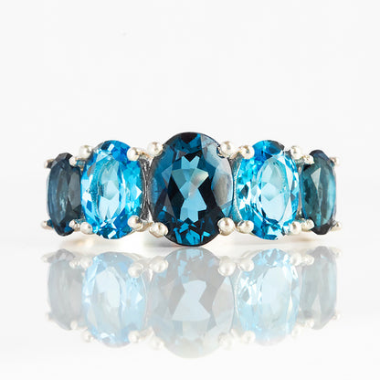 The London and Swiss Blue Topaz Queen Ring - Victoria's Jewellery