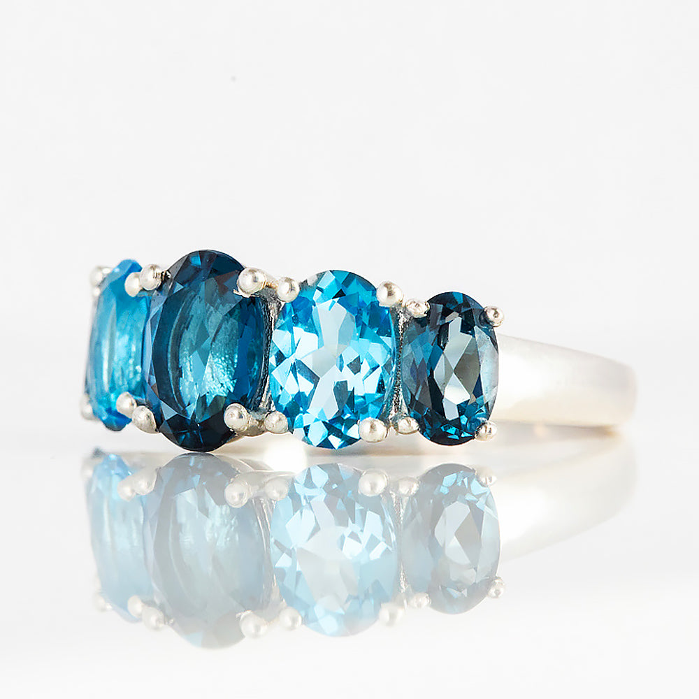 The London and Swiss Blue Topaz Queen Ring - Victoria's Jewellery