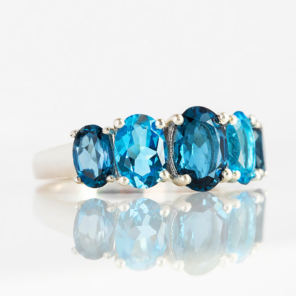 The London and Swiss Blue Topaz Queen Ring - Victoria's Jewellery