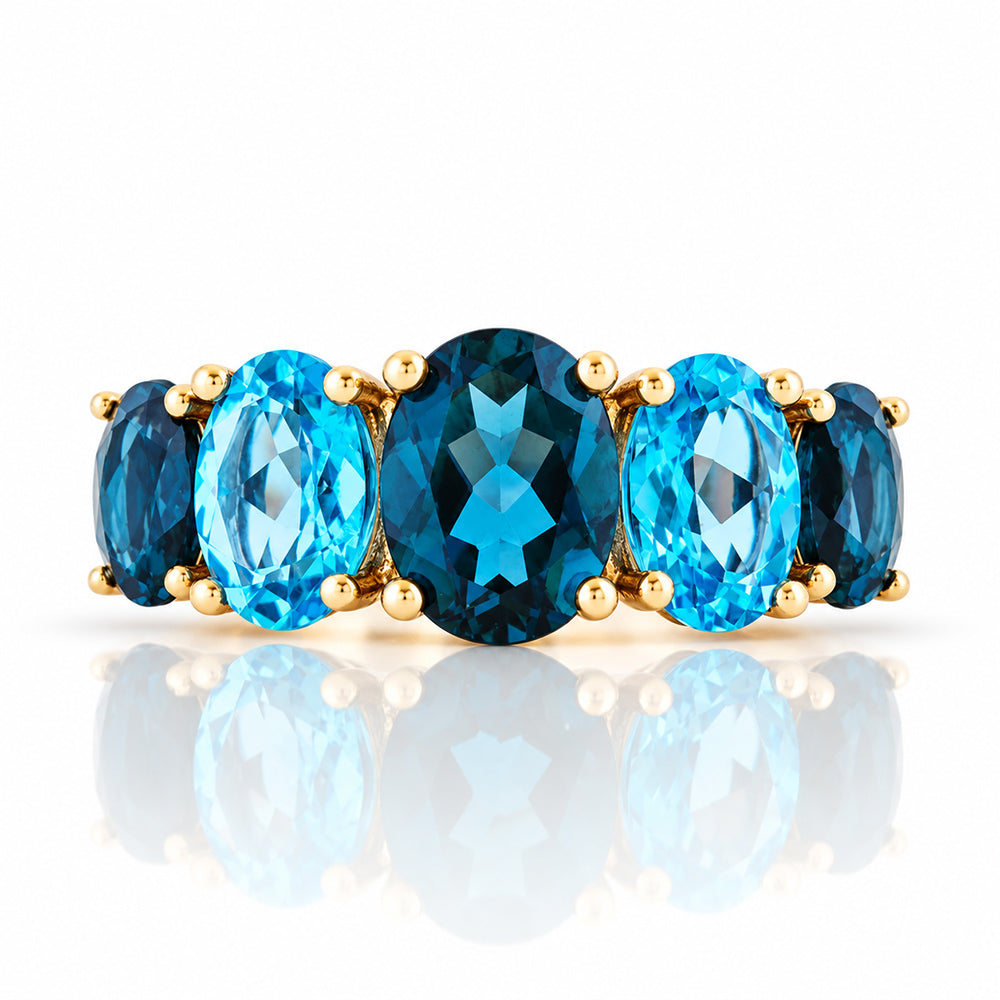 The London and Swiss Blue Topaz Queen Ring