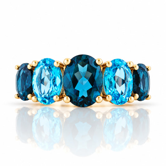 The London and Swiss Blue Topaz Queen Ring