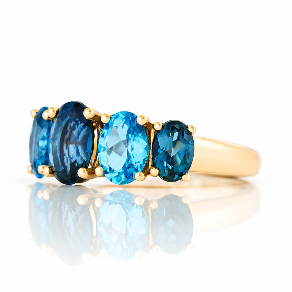 The London and Swiss Blue Topaz Queen Ring