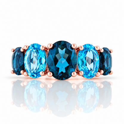 The London and Swiss Blue Topaz Queen Ring