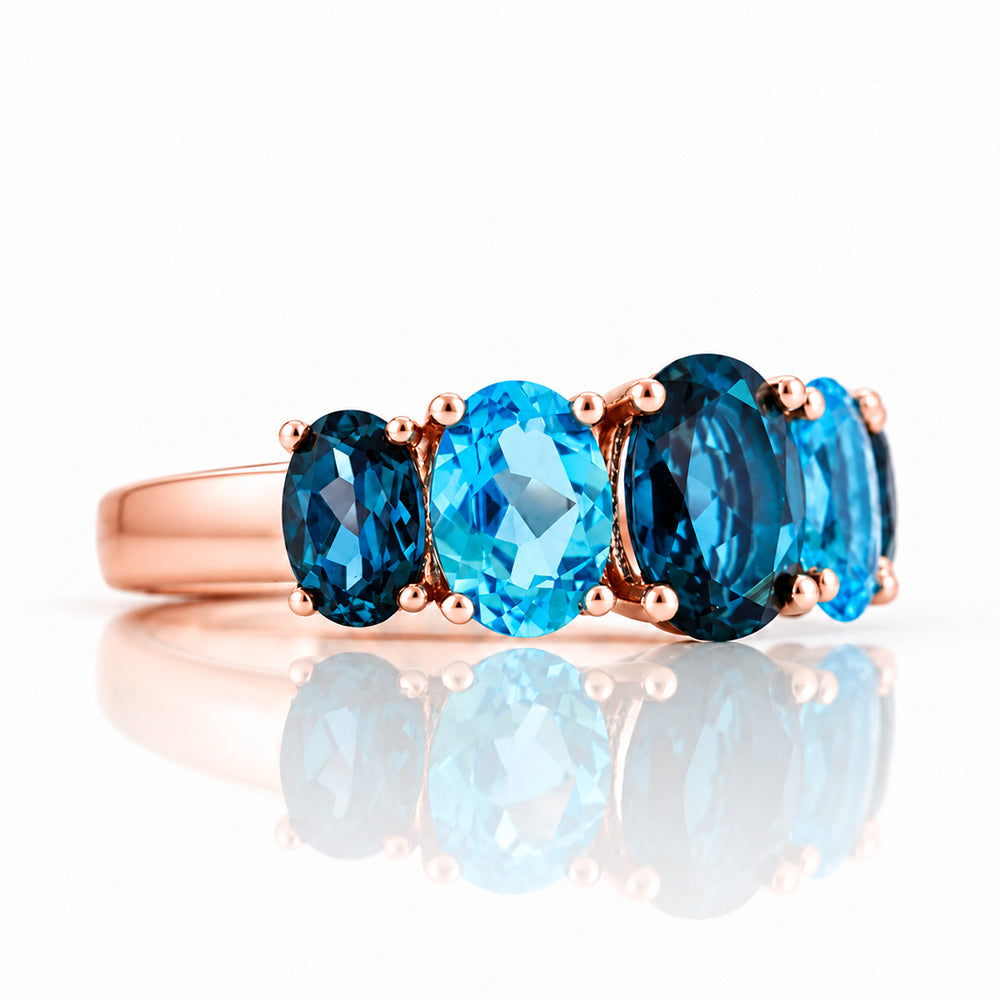 The London and Swiss Blue Topaz Queen Ring
