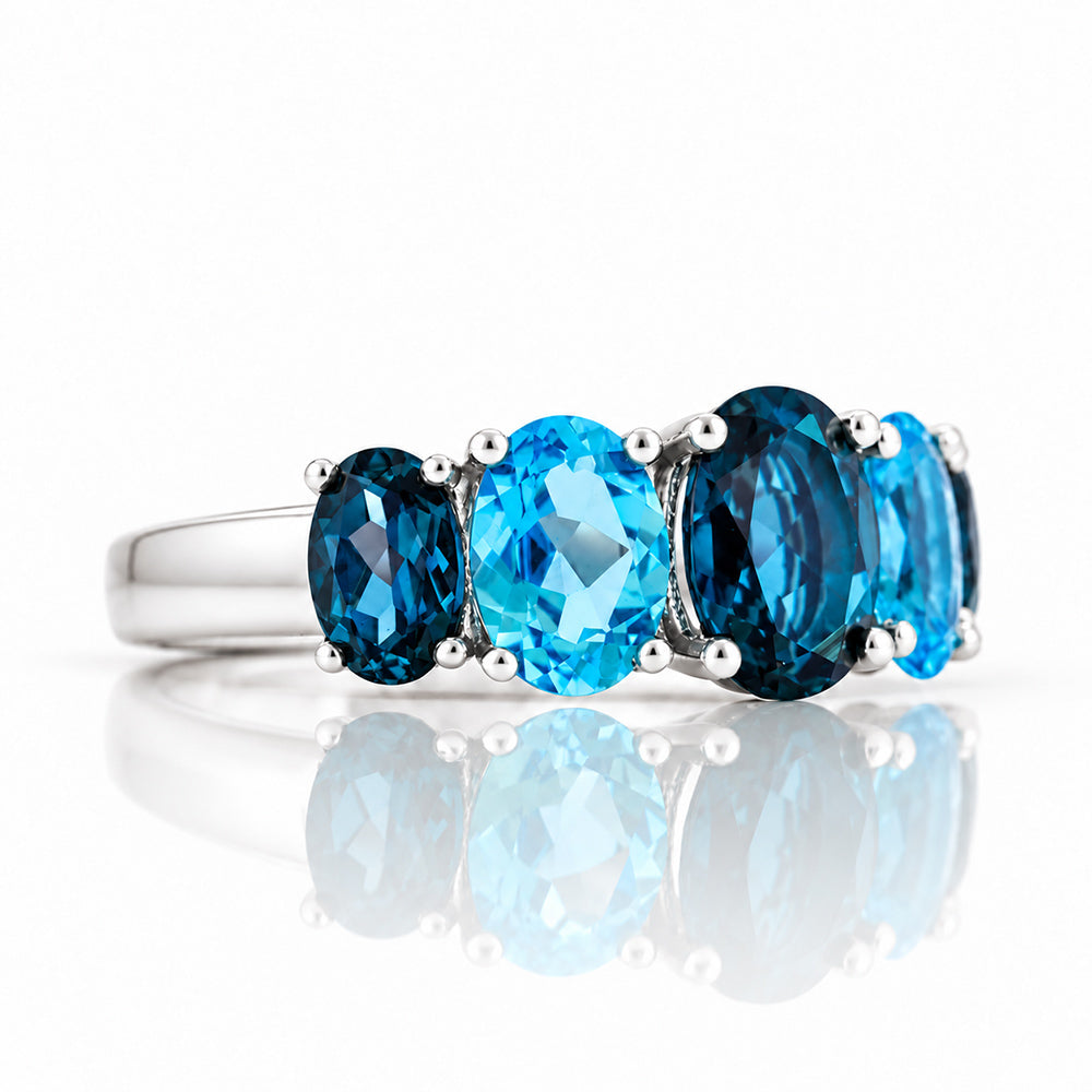 The London and Swiss Blue Topaz Queen Ring
