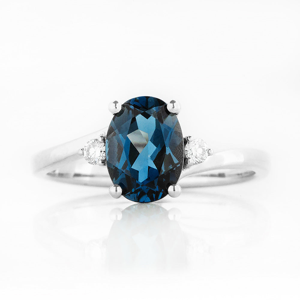 Georgie, a London Blue Topaz and Diamond Trilogy Ring - 8x6mm