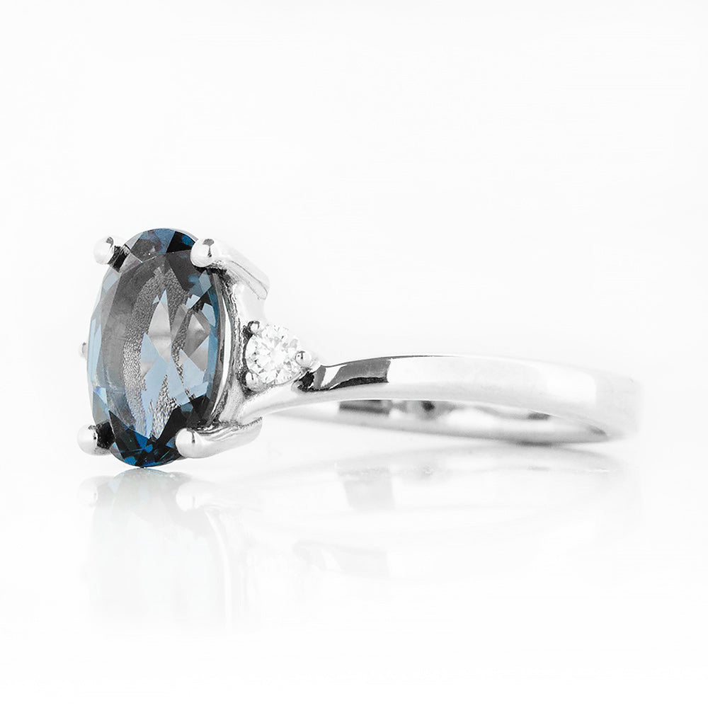 Georgie, a London Blue Topaz and Diamond Trilogy Ring - 8x6mm
