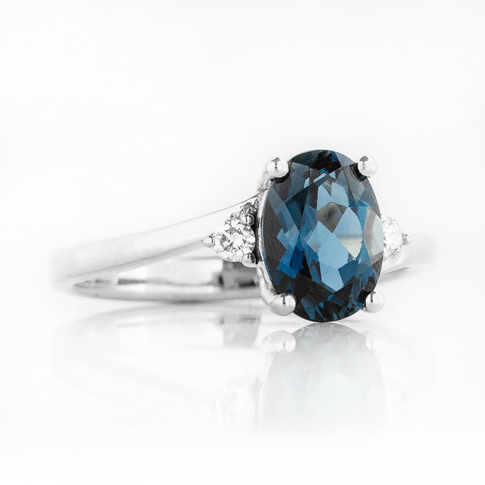 Georgie, a London Blue Topaz and Diamond Trilogy Ring - 8x6mm