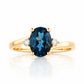 Georgie, a London Blue Topaz and Diamond Trilogy Ring - 8x6mm - Victoria's Jewellery
