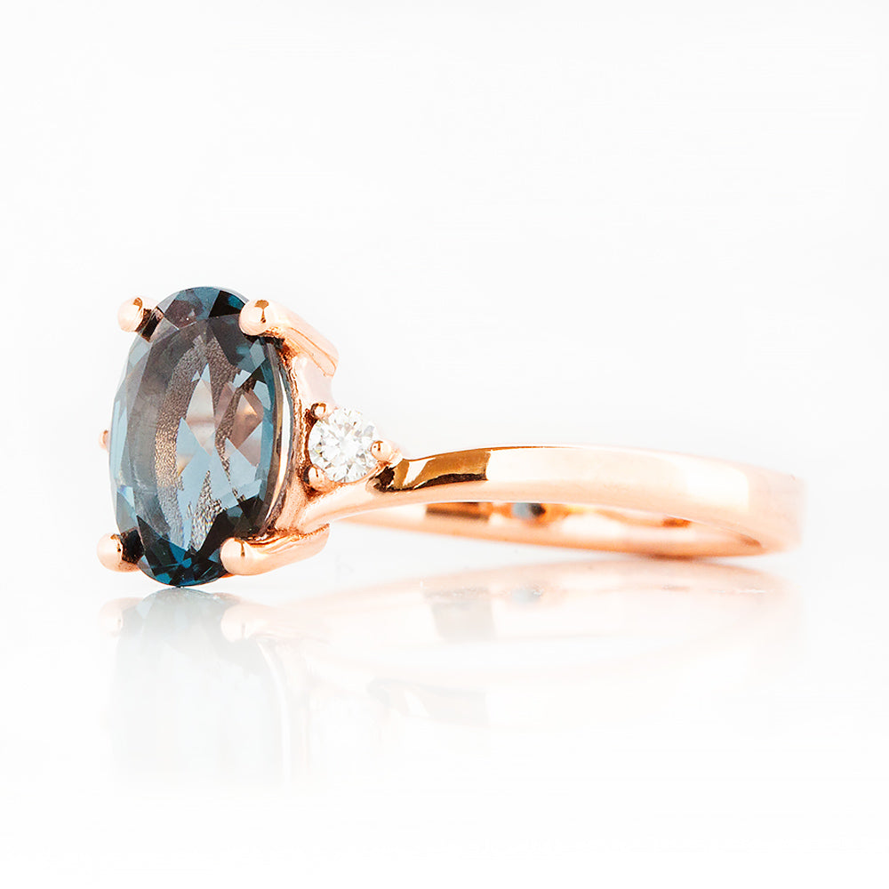 Georgie, a London Blue Topaz and Diamond Trilogy Ring - 8x6mm