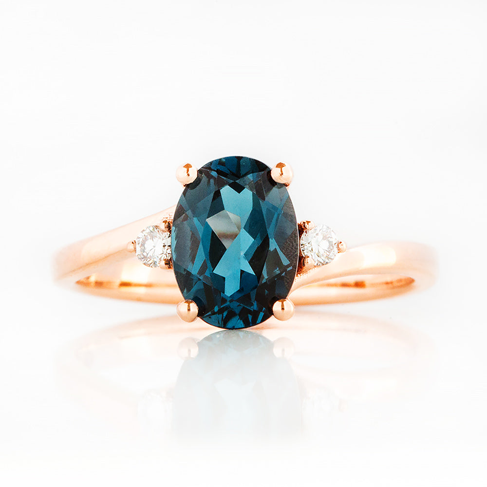 Georgie, a London Blue Topaz and Diamond Trilogy Ring - 8x6mm
