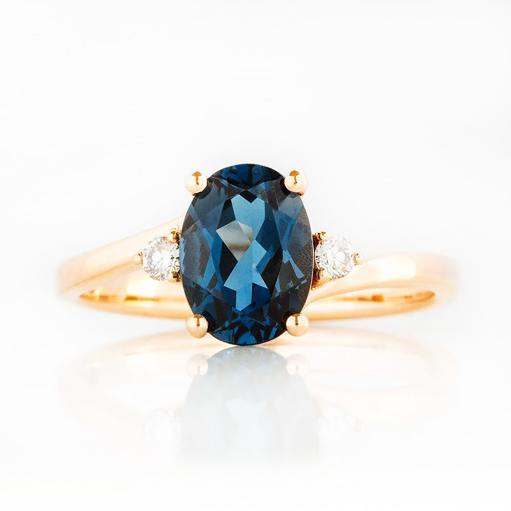 Georgie, a London Blue Topaz and Diamond Trilogy Ring - 8x6mm