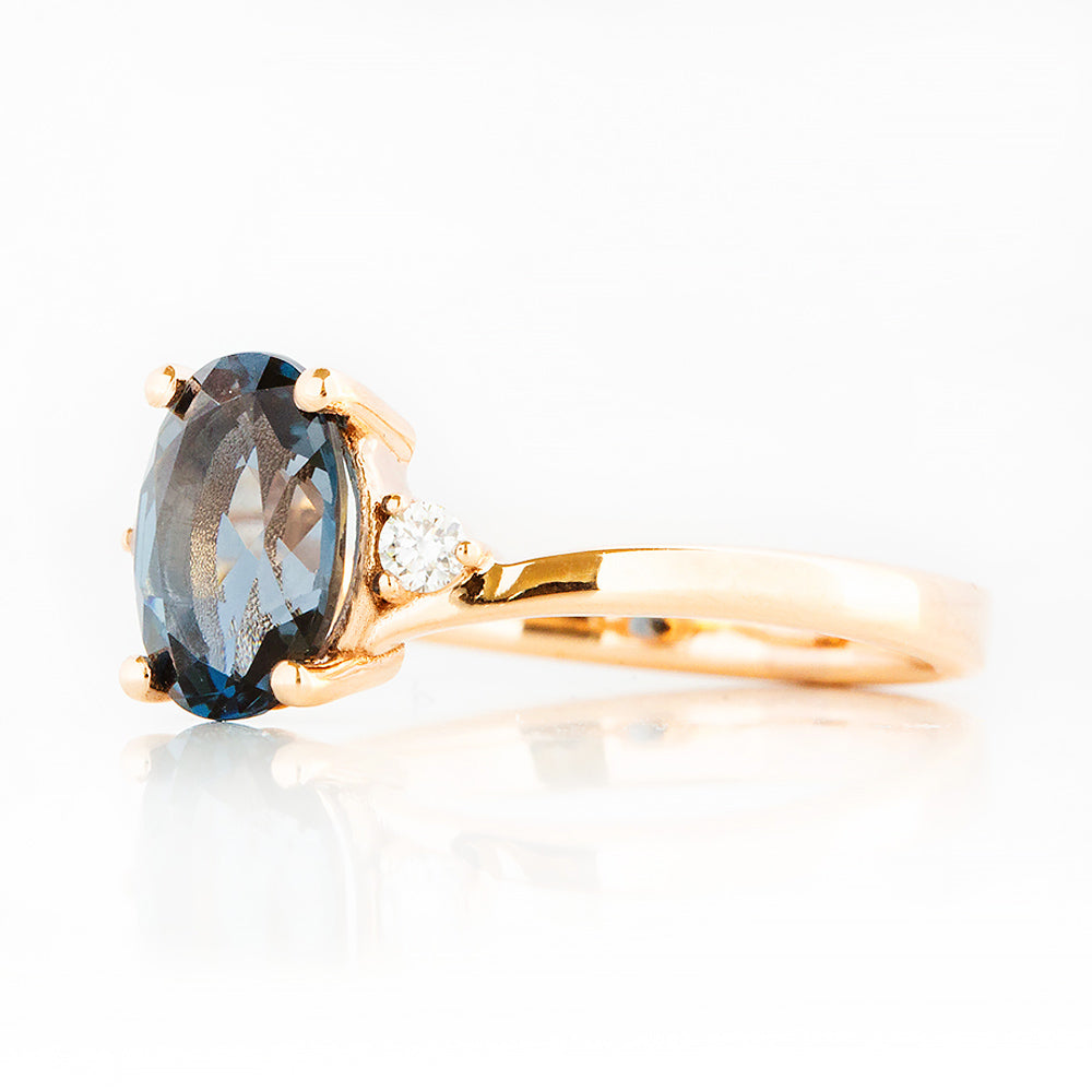 Georgie, a London Blue Topaz and Diamond Trilogy Ring - 8x6mm