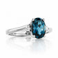 Georgie, a London Blue Topaz and Diamond Trilogy Ring - 8x6mm - Victoria's Jewellery