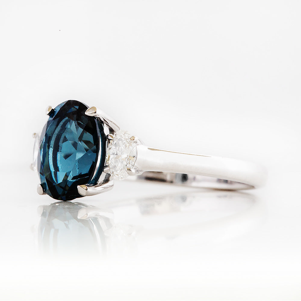 Olivia, a London Blue Topaz and Lab Diamond Ring