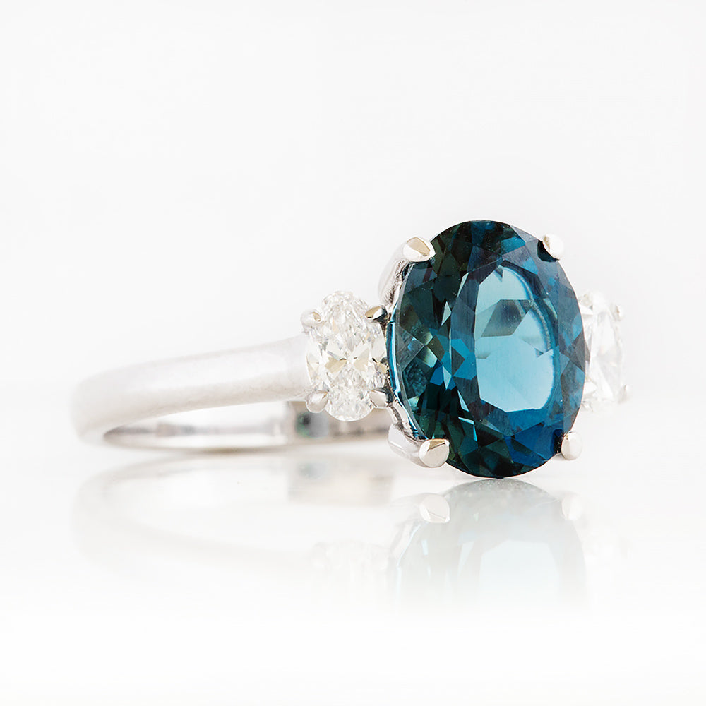 Olivia, a London Blue Topaz and Lab Diamond Ring