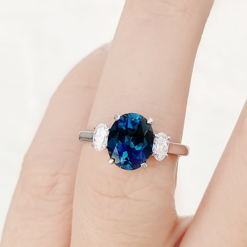 Olivia, a London Blue Topaz and Lab Diamond Ring