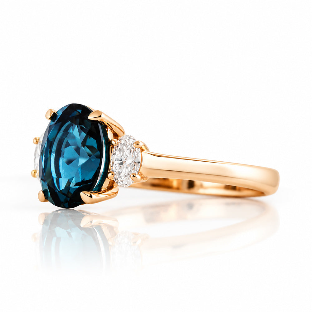 Olivia, a London Blue Topaz and Lab Diamond Ring - Victoria's Jewellery