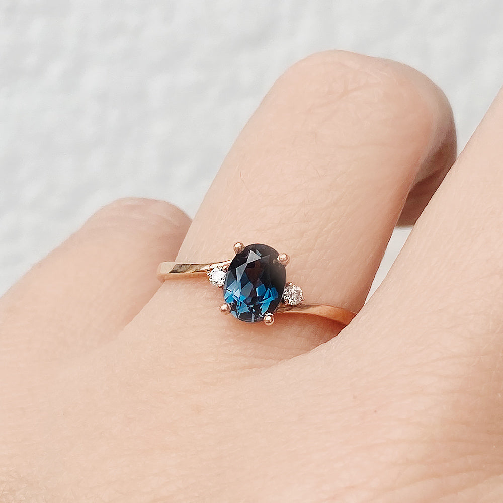 Georgie, a London Blue Topaz and Diamond Trilogy Ring